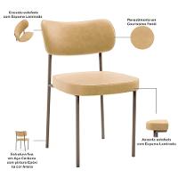 Kit 02 Cadeiras Para Sala De Jantar Melina Base Arena L02 Couríssimo Fendi - Lyam Decor - 7