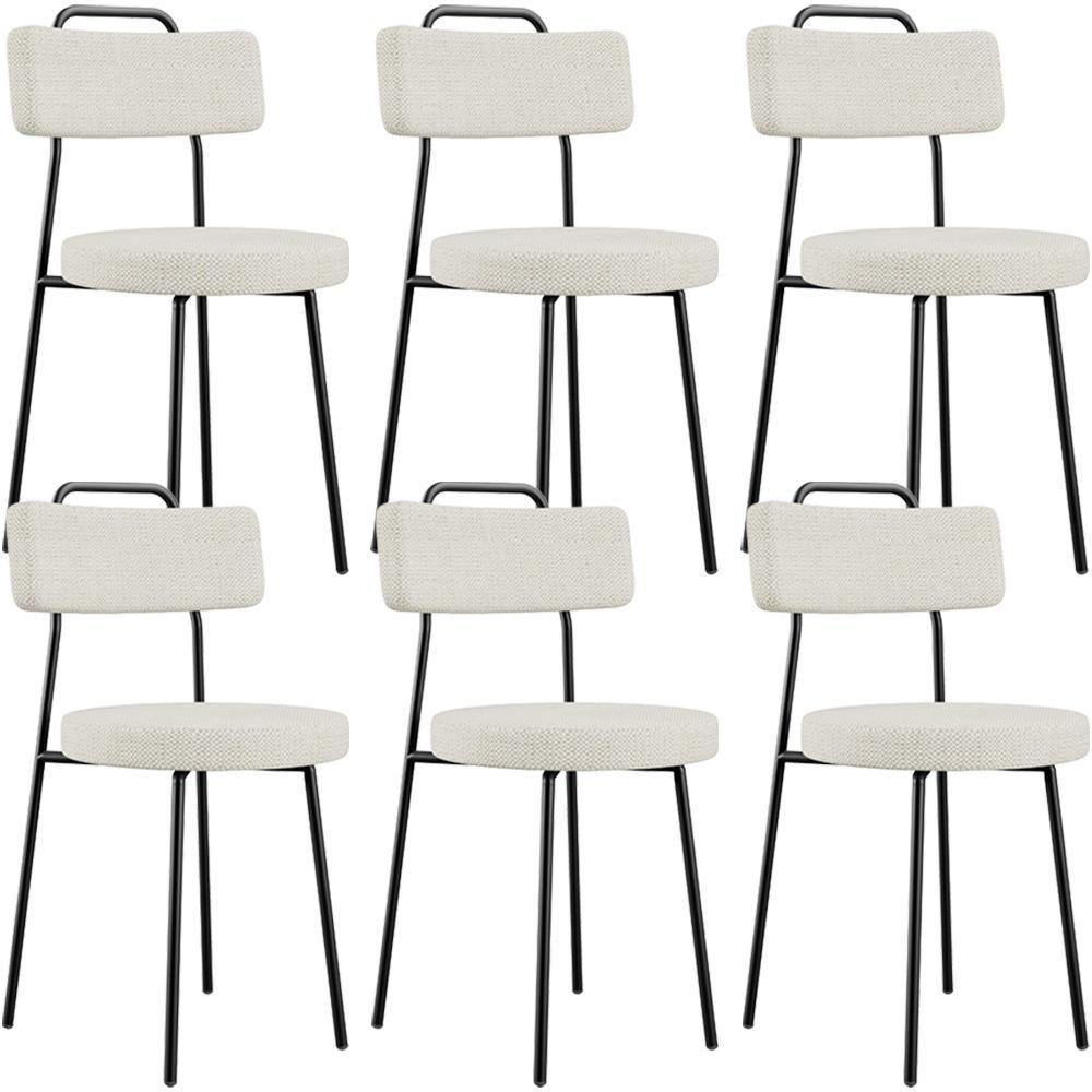 Kit 06 Cadeiras Decorativas Estofada Para Sala De Jantar Barcelona L02 Linho Champagne - Lyam - 1