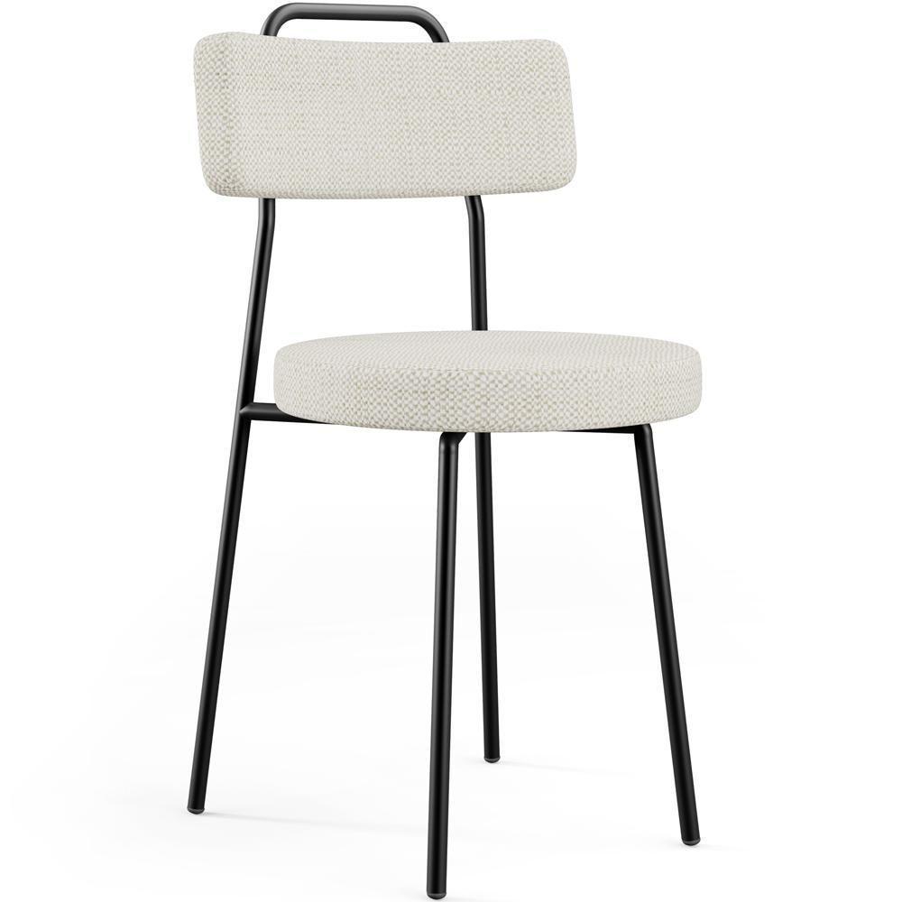 Kit 06 Cadeiras Decorativas Estofada Para Sala De Jantar Barcelona L02 Linho Champagne - Lyam - 6