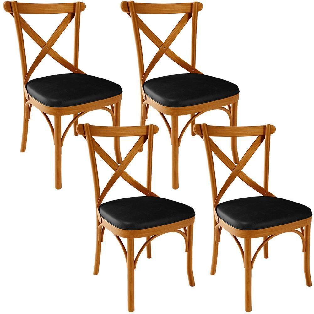 Kit 04 Cadeiras Para Sala De Jantar E Estar Living Estofada ávila L02 Couríssimo Preto - Lyam - 1