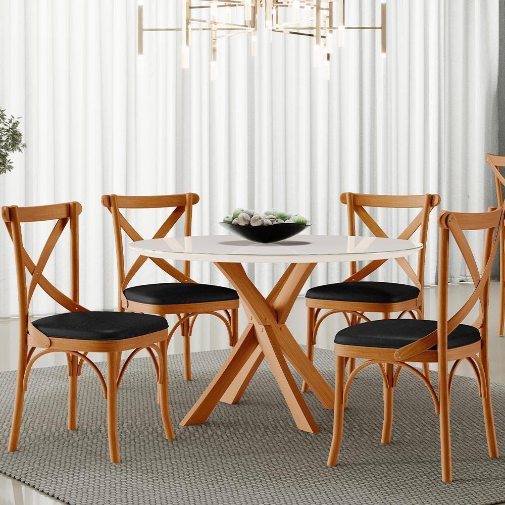 Kit 04 Cadeiras Para Sala De Jantar E Estar Living Estofada ávila L02 Couríssimo Preto - Lyam - 8