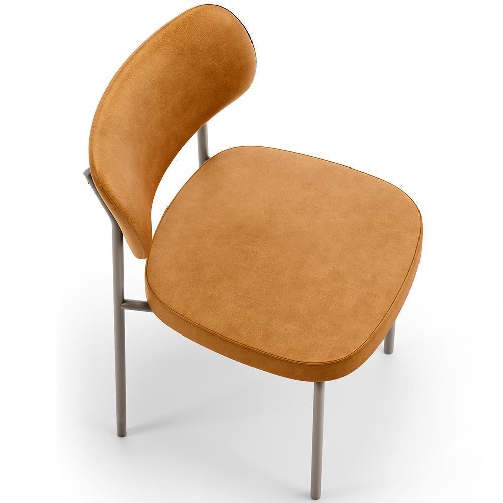 Kit 06 Cadeiras Estofadas Para Sala De Jantar Melina Base Arena L02 Couríssimo Whisky - Lyam Decor - 5