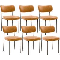 Kit 06 Cadeiras Estofadas Para Sala De Jantar Melina Base Arena L02 Couríssimo Whisky - Lyam Decor - 1