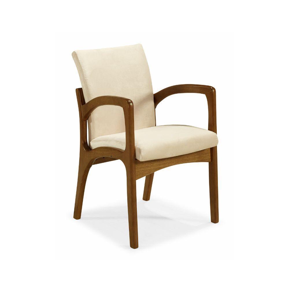 Cadeira Terra Com Braços Tipo Poltrona Com Percinta Elástica Madeira Freijó Capuccino - 1