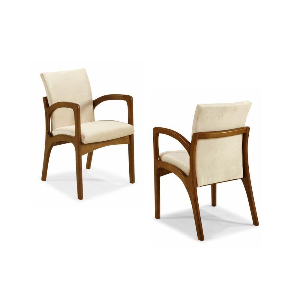 Cadeira Terra Com Braços Tipo Poltrona Com Percinta Elástica Madeira Freijó Capuccino - 2