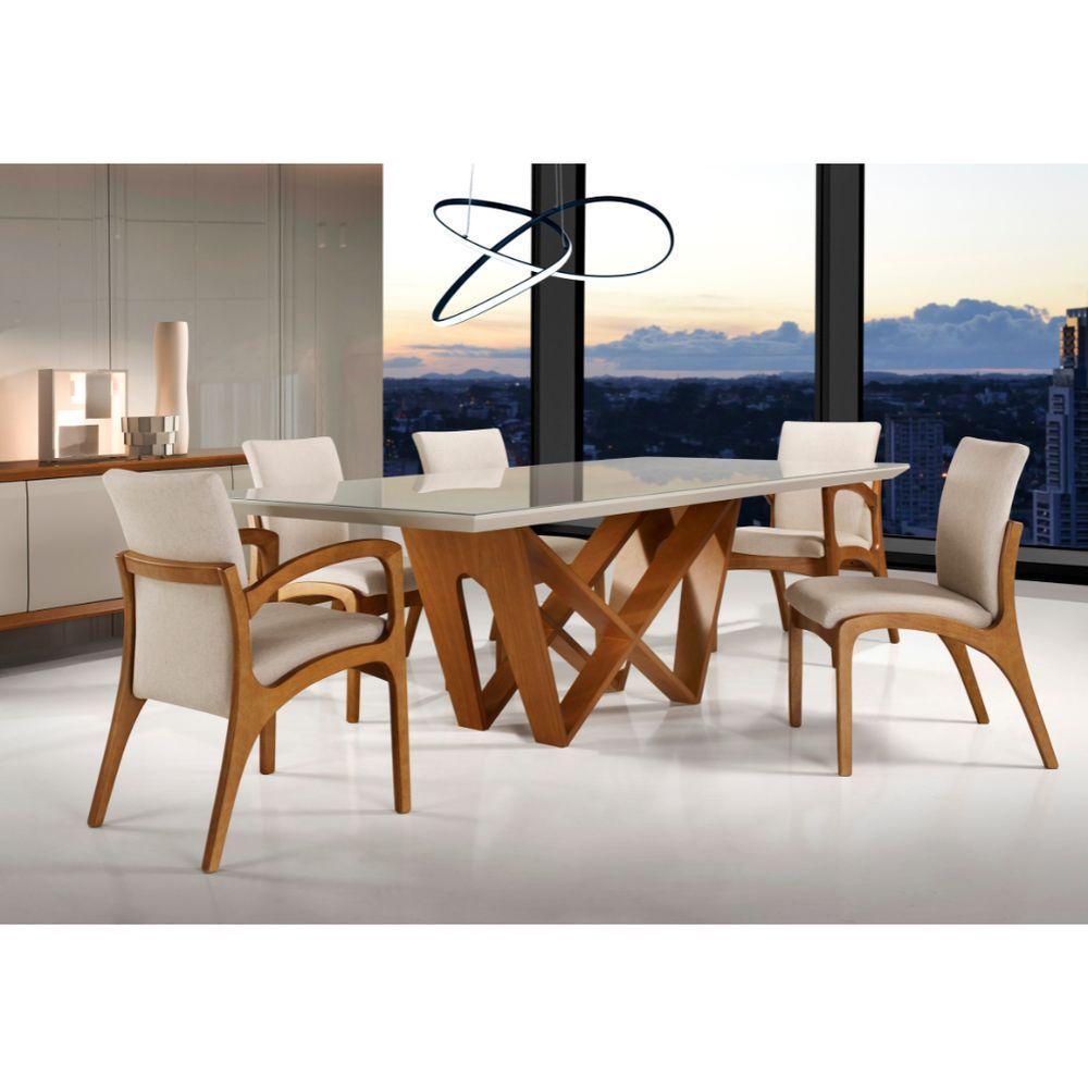 Cadeira Terra Com Braços Tipo Poltrona Com Percinta Elástica Madeira Freijó Capuccino - 3