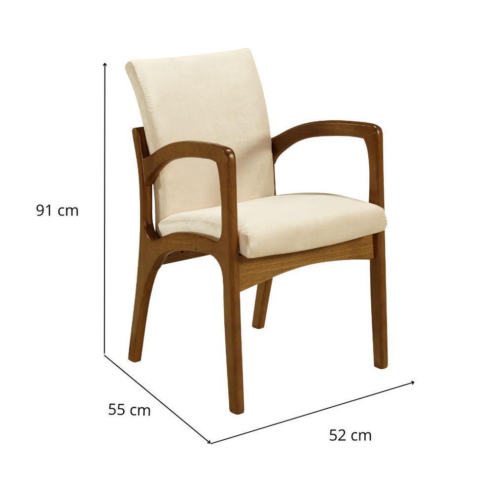 Cadeira Terra Com Braços Tipo Poltrona Com Percinta Elástica Madeira Freijó Capuccino - 4