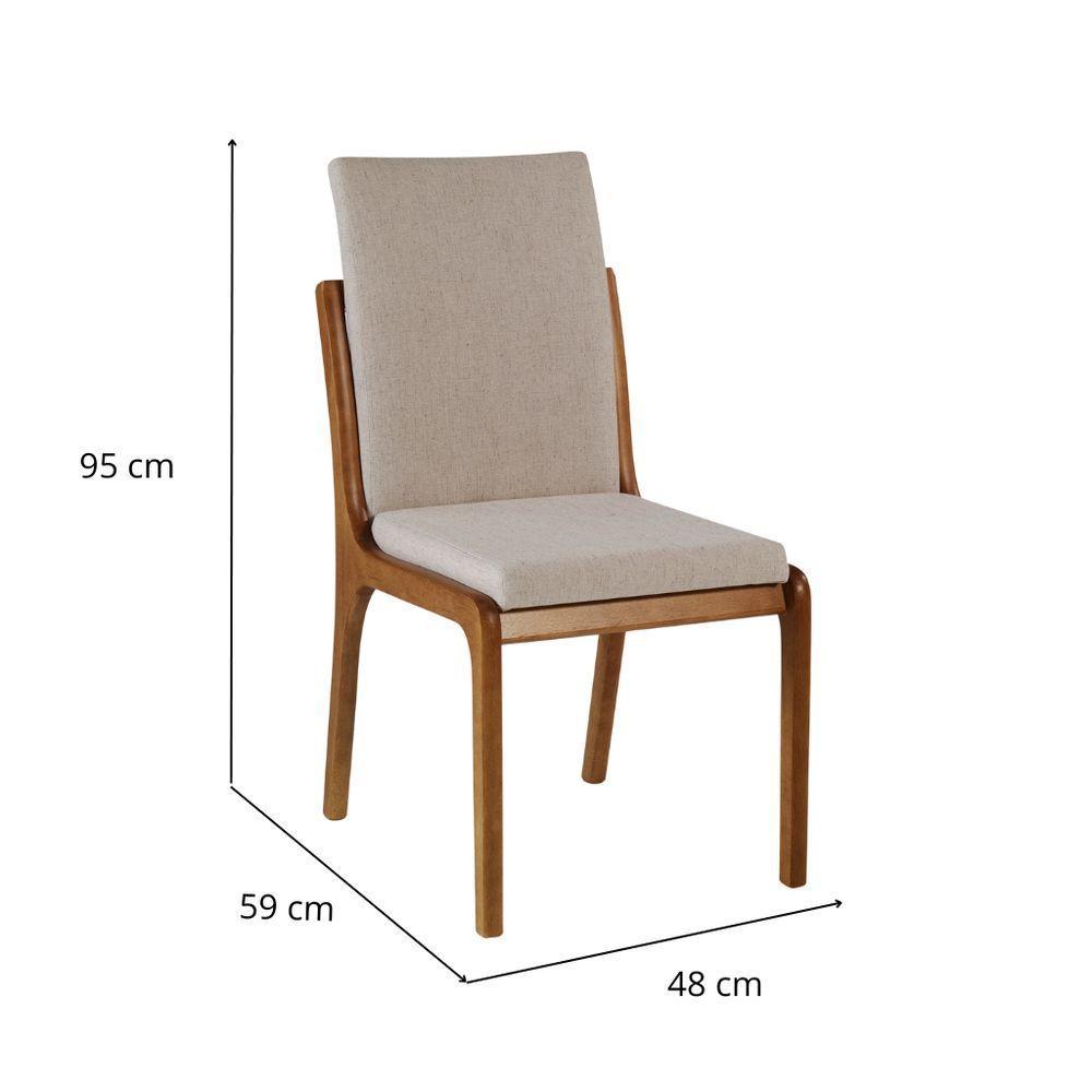 Cadeira Venus Madeira Maciça Cor Freijó Cappuccino Estofada Tecido Cor 57 Treo Made Móveis - 5
