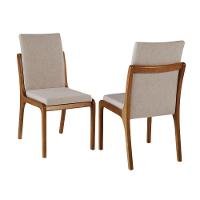 Cadeira Venus Madeira Maciça Cor Freijó Cappuccino Estofada Tecido Cor 57 Treo Made Móveis