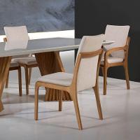 Cadeira Venus Madeira Maciça Cor Freijó Cappuccino Estofada Tecido Cor 57 Treo Made Móveis - 7