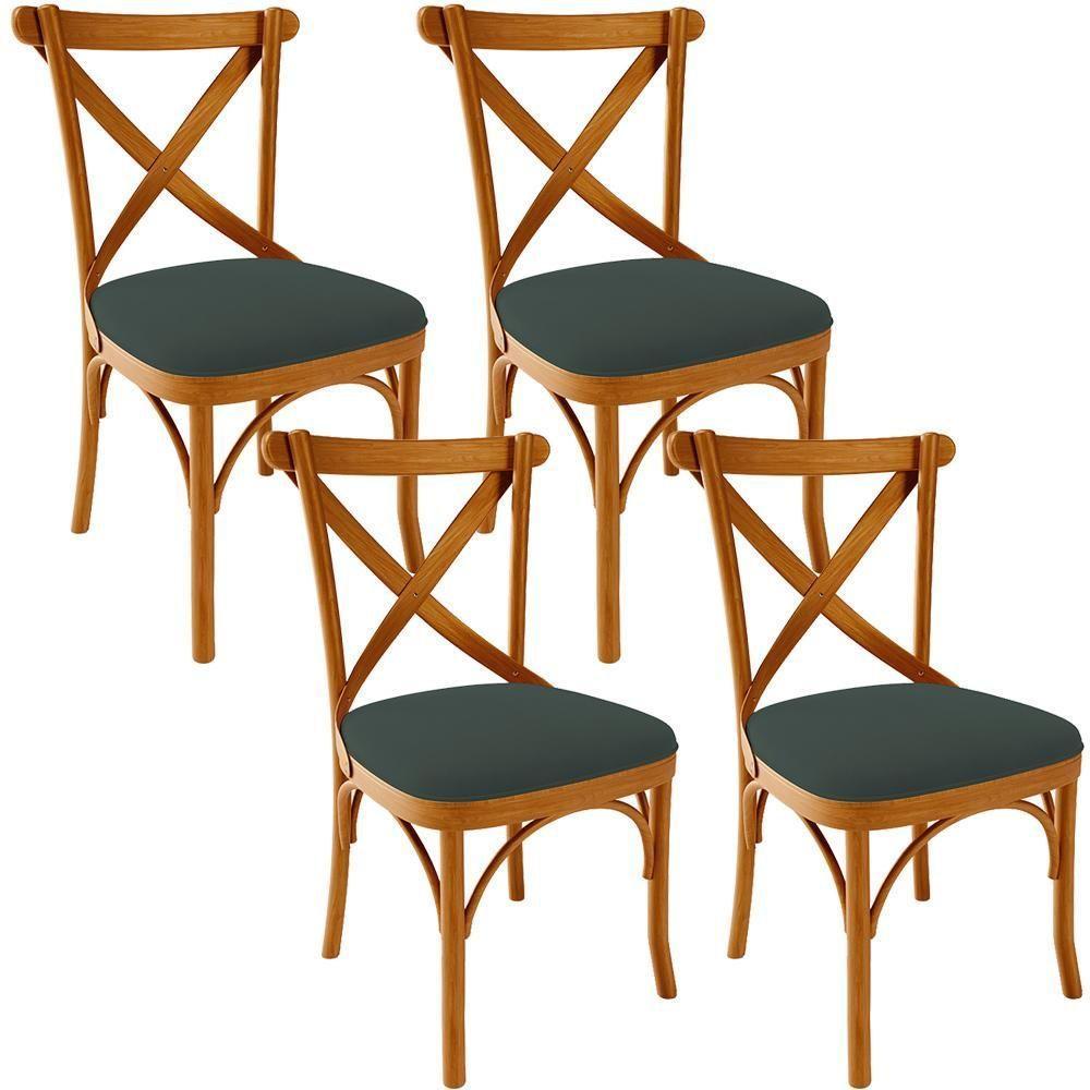 Kit 04 Cadeiras Para Sala De Jantar E Estar Living Estofada ávila L02 Suede Verde Musgo - Lyam - 1