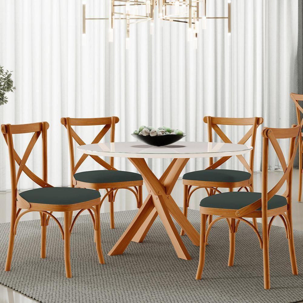 Kit 04 Cadeiras Para Sala De Jantar E Estar Living Estofada ávila L02 Suede Verde Musgo - Lyam - 8