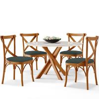 Kit 04 Cadeiras Para Sala De Jantar E Estar Living Estofada ávila L02 Suede Verde Musgo - Lyam - 5