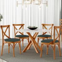 Kit 04 Cadeiras Para Sala De Jantar E Estar Living Estofada ávila L02 Suede Verde Musgo - Lyam - 8