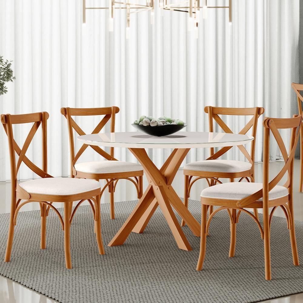 Kit 02 Cadeiras Para Sala De Jantar E Estar Living Estofada ávila L02 Linho Cru - Lyam - 8