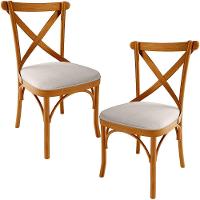 Kit 02 Cadeiras Para Sala De Jantar E Estar Living Estofada ávila L02 Linho Cru - Lyam - 1