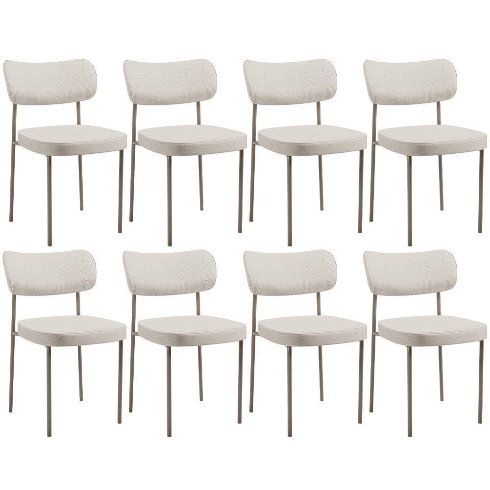 Kit 08 Cadeiras Estofadas Para Sala De Jantar Melina Base Arena L02 Linho Cru - Lyam Decor - 1