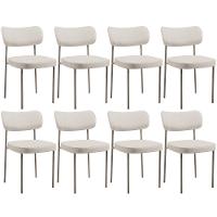 Kit 08 Cadeiras Estofadas Para Sala De Jantar Melina Base Arena L02 Linho Cru - Lyam Decor - 1