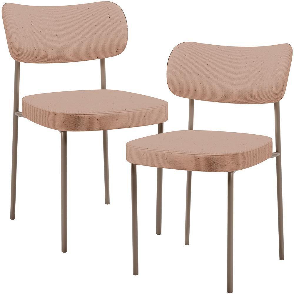 Kit 02 Cadeiras Para Sala De Jantar Melina Base Arena L02 Linho Rosê - Lyam Decor - 1