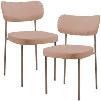 Kit 02 Cadeiras Para Sala De Jantar Melina Base Arena L02 Linho Rosê - Lyam Decor - 1