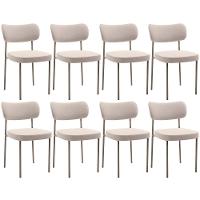 Kit 08 Cadeiras Estofadas Para Sala De Jantar Melina Base Arena L02 Suede Bege - Lyam Decor - 1