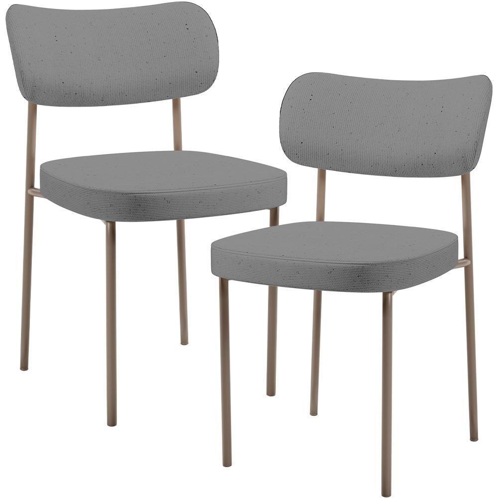 Kit 02 Cadeiras Para Sala De Jantar Melina Base Arena L02 Linho Cinza Escuro - Lyam Decor - 1