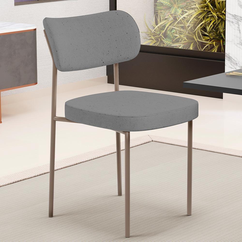 Kit 02 Cadeiras Para Sala De Jantar Melina Base Arena L02 Linho Cinza Escuro - Lyam Decor - 4