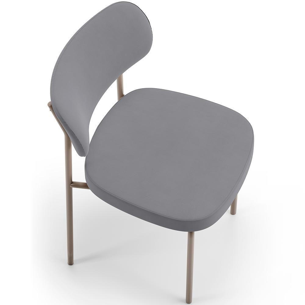 Kit 02 Cadeiras Para Sala De Jantar Melina Base Arena L02 Suede Cinza - Lyam Decor - 5