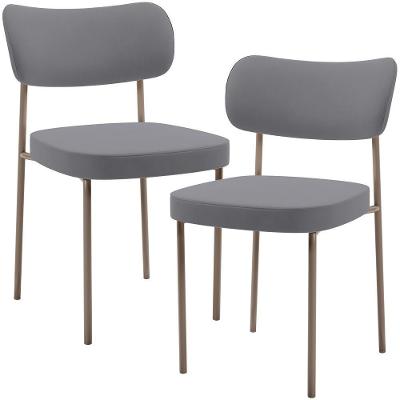 Kit 02 Cadeiras Para Sala De Jantar Melina Base Arena L02 Suede Cinza - Lyam Decor