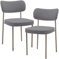 Kit 02 Cadeiras Para Sala De Jantar Melina Base Arena L02 Suede Cinza - Lyam Decor - 1