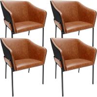 Kit 4 Cadeiras Para Sala De Jantar Estar Living Olívia L02 Couríssimo Camel Preto - Lyam Decor - 1