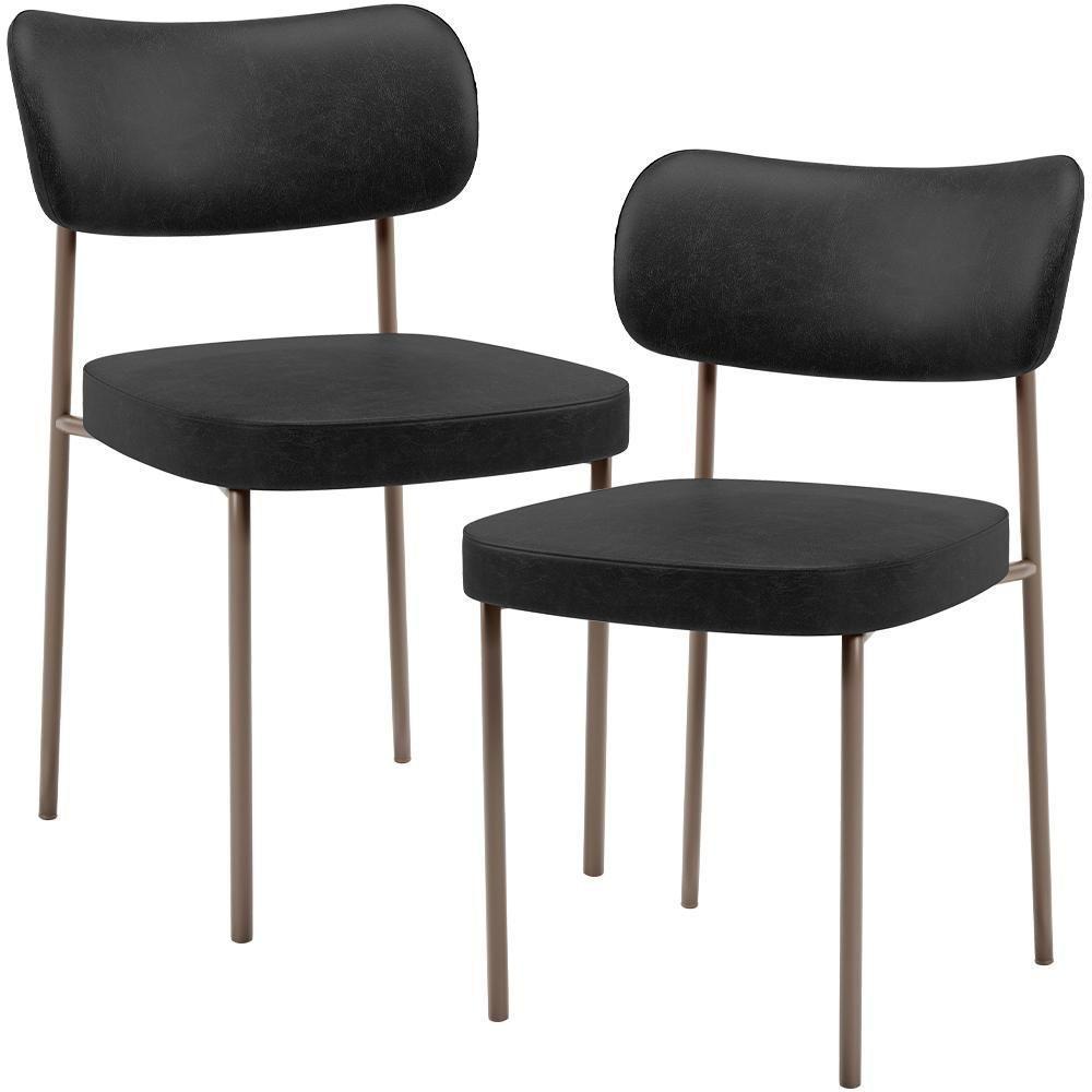 Kit 02 Cadeiras Para Sala De Jantar Melina Base Arena L02 Couríssimo Preto - Lyam Decor - 1