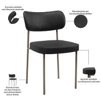 Kit 02 Cadeiras Para Sala De Jantar Melina Base Arena L02 Couríssimo Preto - Lyam Decor - 7
