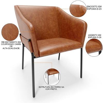 Kit 2 Cadeiras Para Sala De Jantar Estar Living Olívia L02 Couríssimo Camel - Lyam Decor