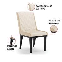 Cadeira Sala De Jantar Base Madeira Preto Kit 10 Sofia Sintético Bege D03 - D'rossi - 5