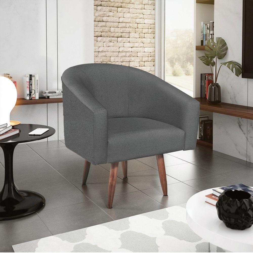 Cadeira Sala Jantar Recepção Luiza Pés Palito Linho Cinza Escuro - 1