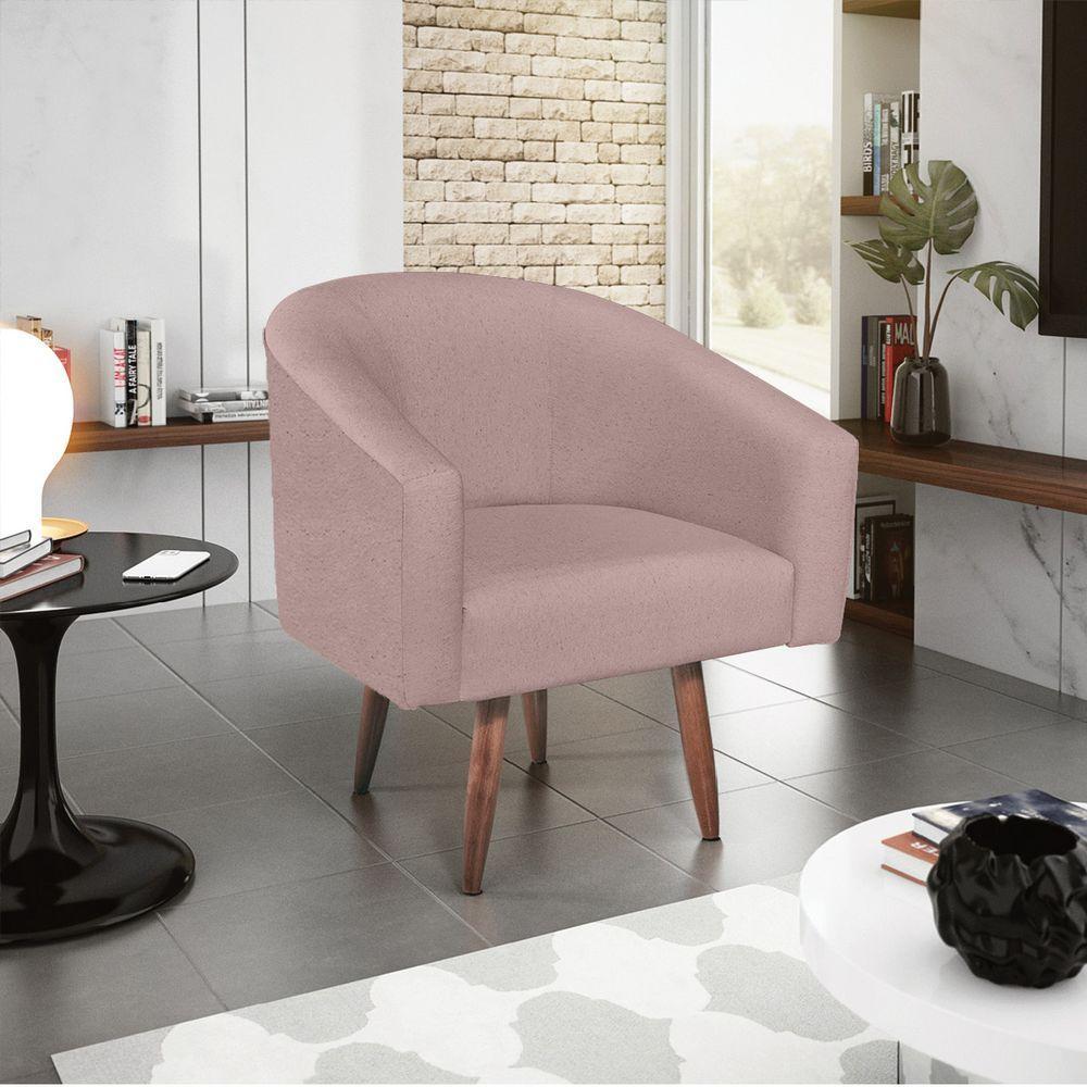 Cadeira Sala Jantar Recepção Luiza Pés Palito Linho Rosê - 1