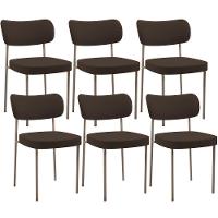 Kit 06 Cadeiras Estofadas Para Sala De Jantar Melina Base Arena L02 Suede Marrom - Lyam Decor - 1