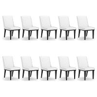 Cadeira Sala De Jantar Base Madeira Preto Kit 10 Sofia Sintético D03 - D'rossi Cor Branco - 6