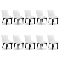 Cadeira Sala De Jantar Base Madeira Preto Kit 10 Sofia Sintético Pu D03 - D'rossi Cor Branco - 7