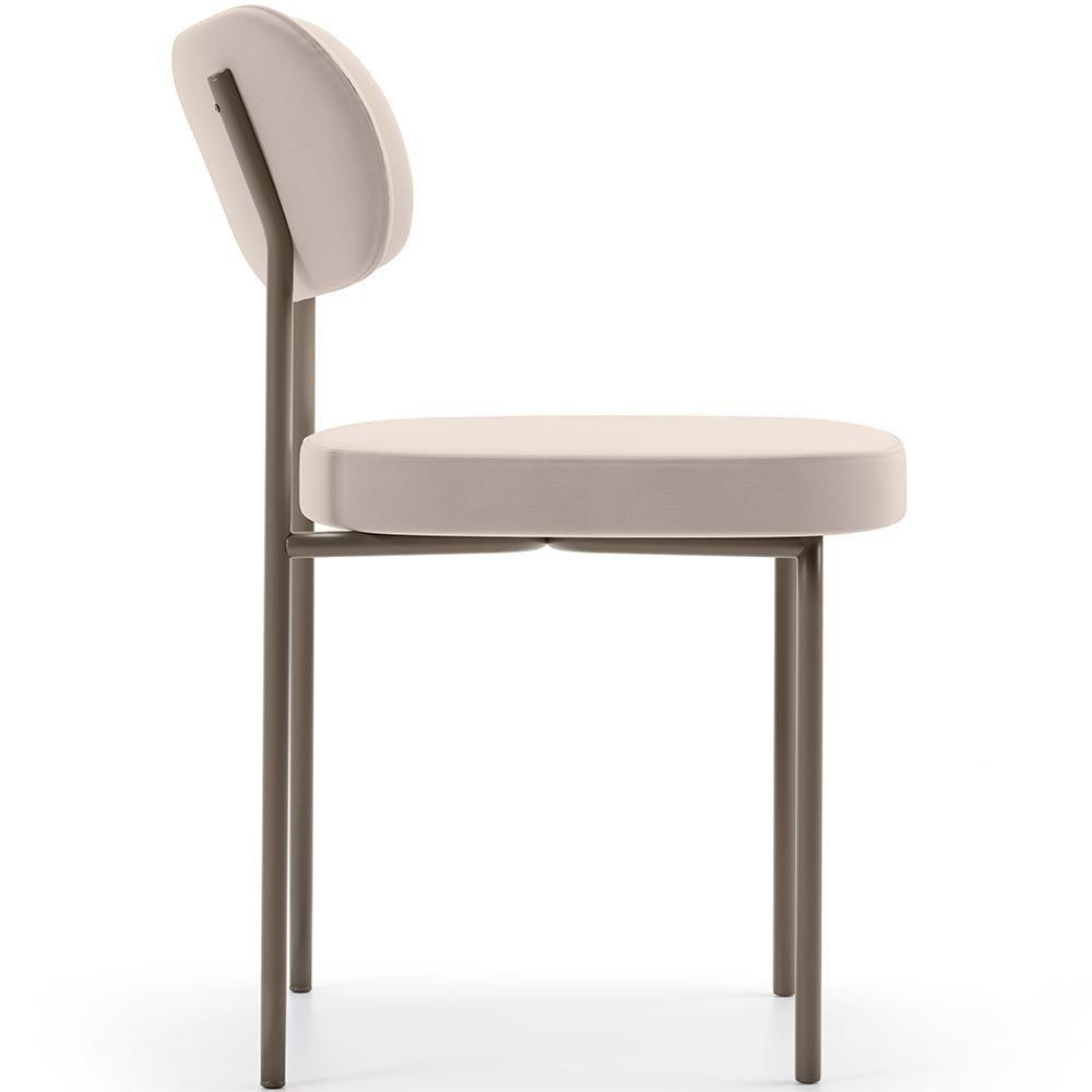 Kit 06 Cadeiras Estofadas Para Sala De Jantar Melina Base Arena L02 Suede Bege - Lyam Decor - 4