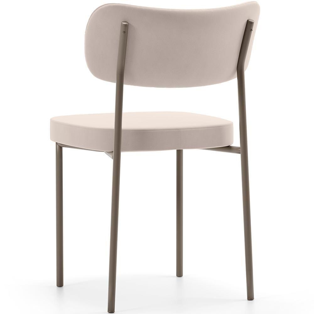 Kit 06 Cadeiras Estofadas Para Sala De Jantar Melina Base Arena L02 Suede Bege - Lyam Decor - 5