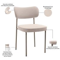 Kit 06 Cadeiras Estofadas Para Sala De Jantar Melina Base Arena L02 Suede Bege - Lyam Decor - 1