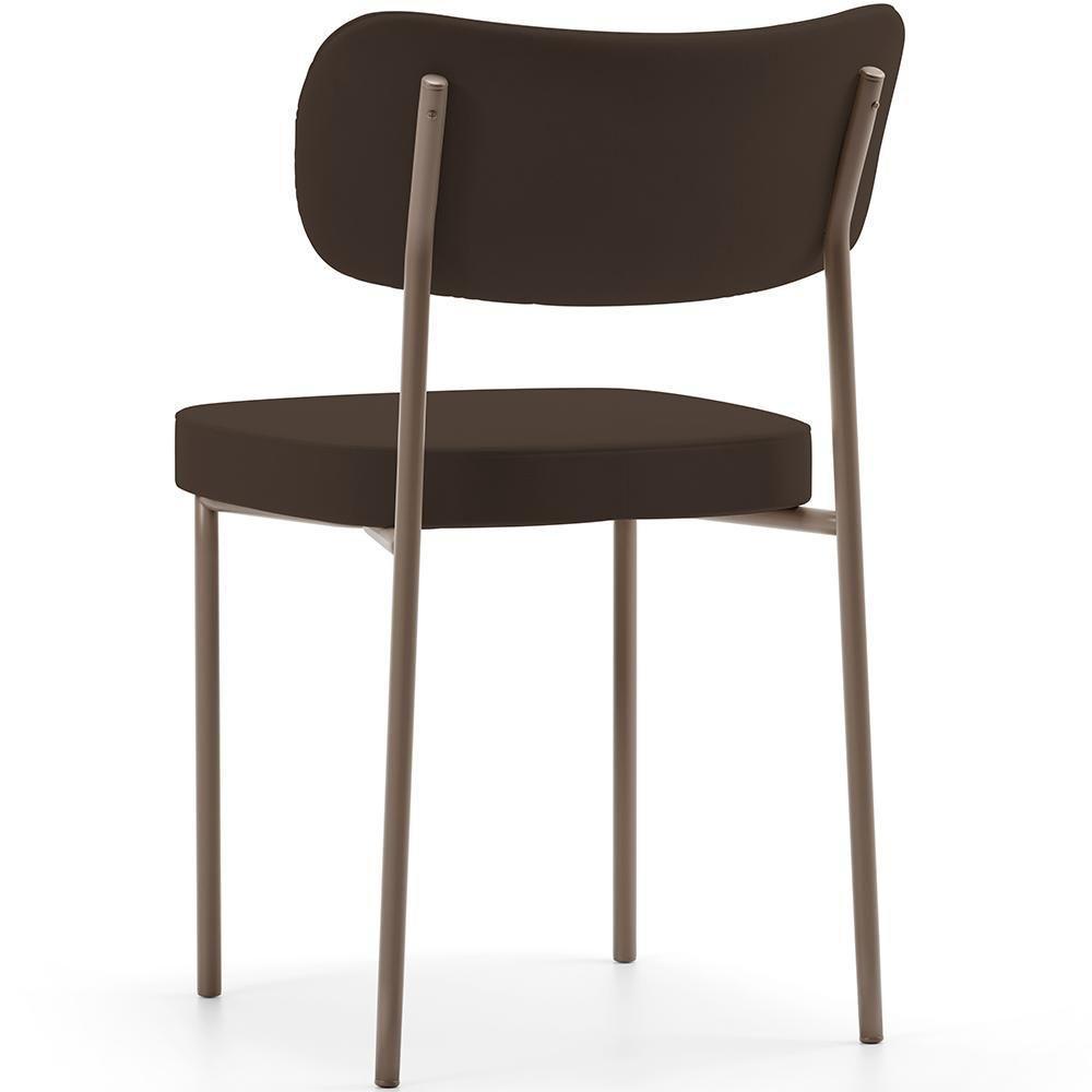 Kit 08 Cadeiras Estofadas Para Sala De Jantar Melina Base Arena L02 Suede Marrom - Lyam Decor - 4