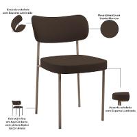 Kit 08 Cadeiras Estofadas Para Sala De Jantar Melina Base Arena L02 Suede Marrom - Lyam Decor - 7