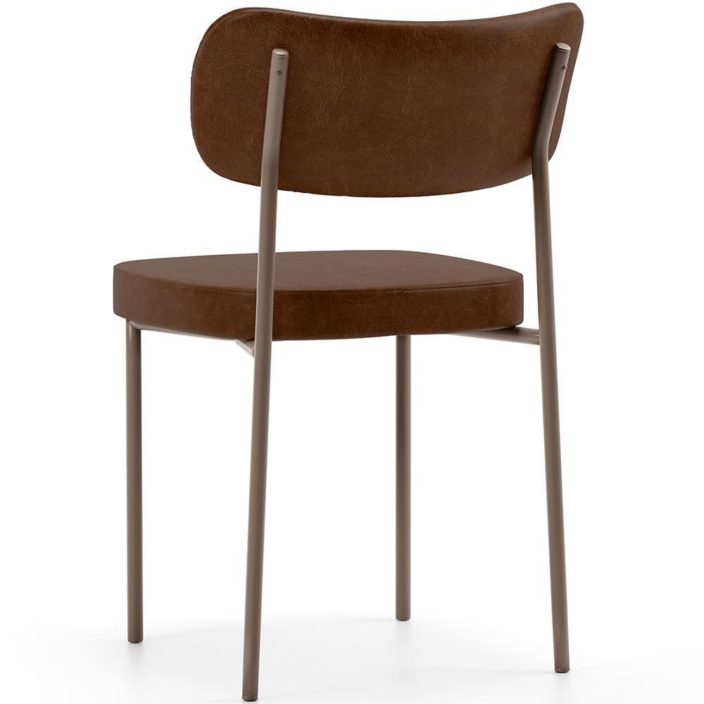 Kit 06 Cadeiras Estofadas Para Sala De Jantar Melina Base Arena L02 Couríssimo Marrom - Lyam Decor - 4