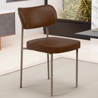 Kit 06 Cadeiras Estofadas Para Sala De Jantar Melina Base Arena L02 Couríssimo Marrom - Lyam Decor - 6