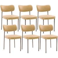Kit 06 Cadeiras Estofadas Para Sala De Jantar Melina Base Arena L02 Couríssimo Fendi - Lyam Decor - 1