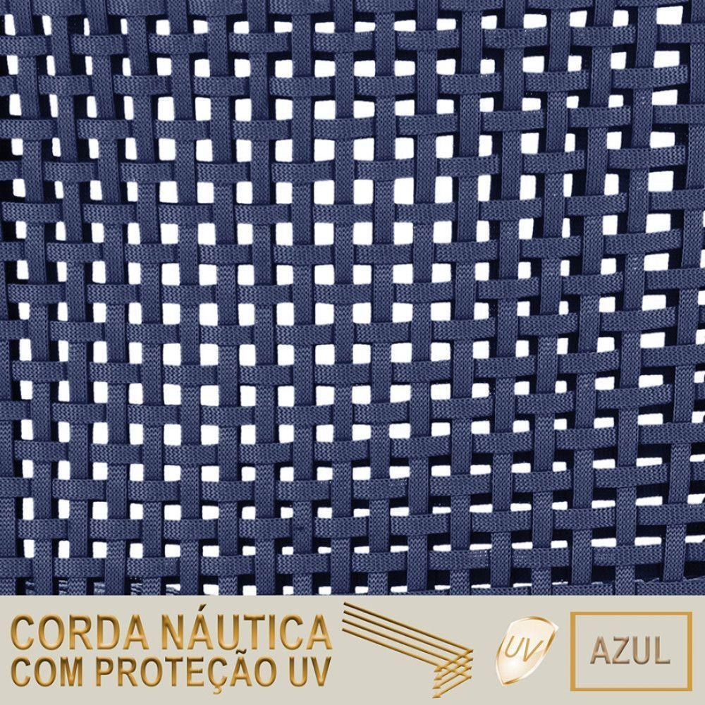 5 Cadeiras De Jantar Cannes De Alumínio Pintura Marrom Trama Azul - 5