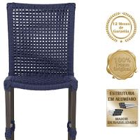 5 Cadeiras De Jantar Cannes De Alumínio Pintura Marrom Trama Azul - 3